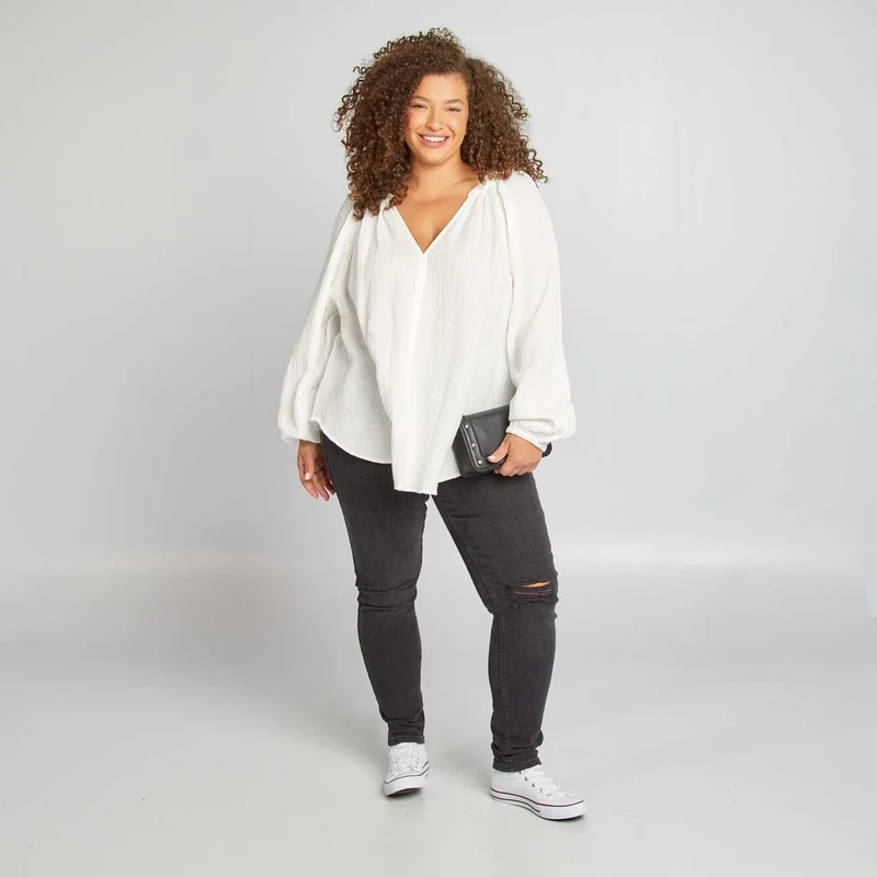 كيابي بلوزة نسائية بمقاس كبير